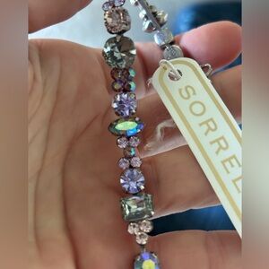 New Sorrelli Stunning Swarovski Purple Gray Pink Crystal Silver Bracelet